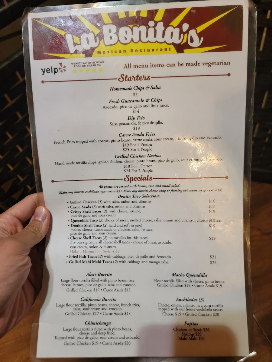 La Bonita's Menu - Image 3