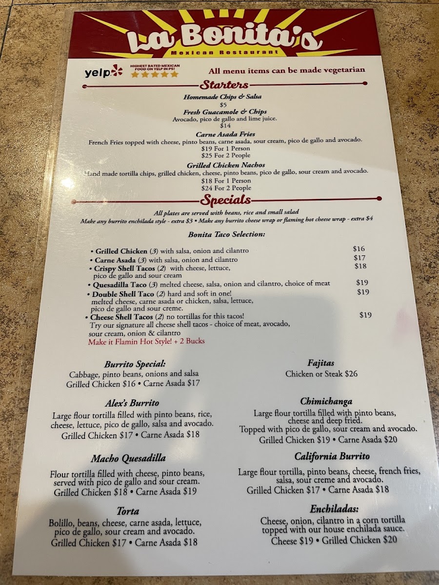 La Bonita's Menu - Image 4