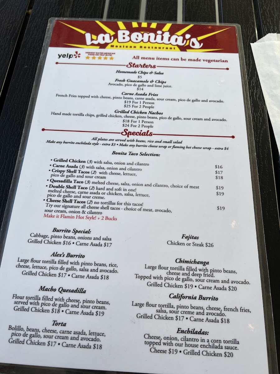 La Bonita's Menu - Image 5